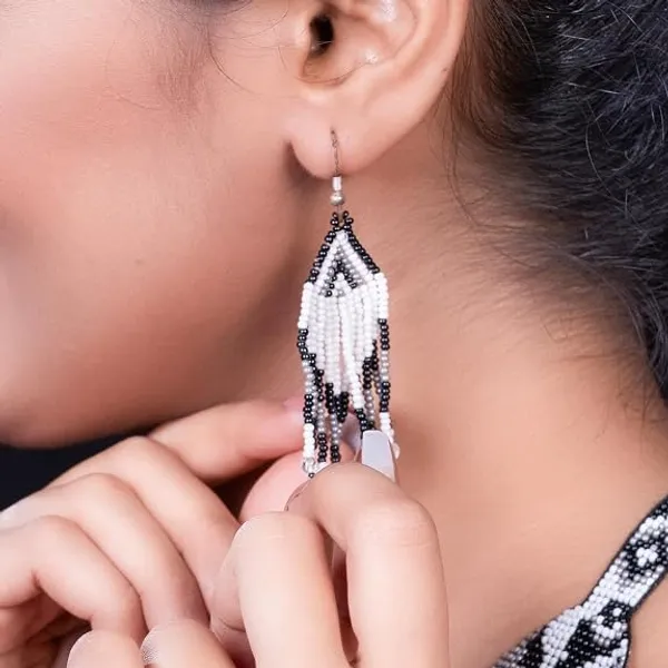 Chandair_Peacock_Handcrafted_Nature_Wildlife_Seed_Bead_Necklace_Earring_Set_Tribal_Boho_Long_Beaded_Jewellery_Ethnic_Statement_Necklace_For_Women_Navratri_Diwali_Gift