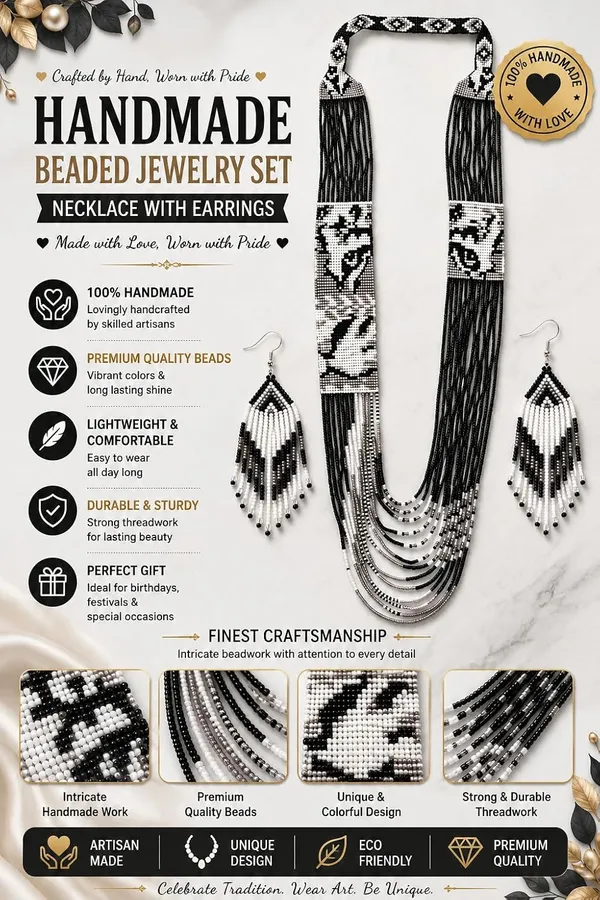 Chandair_Peacock_Handcrafted_Nature_Wildlife_Seed_Bead_Necklace_Earring_Set_Tribal_Boho_Long_Beaded_Jewellery_Ethnic_Statement_Necklace_For_Women_Navratri_Diwali_Gift