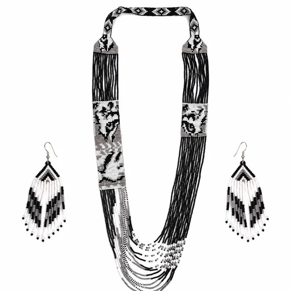 Chandair_Peacock_Handcrafted_Nature_Wildlife_Seed_Bead_Necklace_Earring_Set_Tribal_Boho_Long_Beaded_Jewellery_Ethnic_Statement_Necklace_For_Women_Navratri_Diwali_Gift
