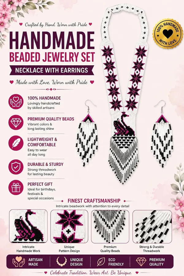 Chandair_Peacock_Handcrafted_Nature_Wildlife_Seed_Bead_Necklace_Earring_Set_Tribal_Boho_Long_Beaded_Jewellery_Ethnic_Statement_Necklace_For_Women_Navratri_Diwali_Gift
