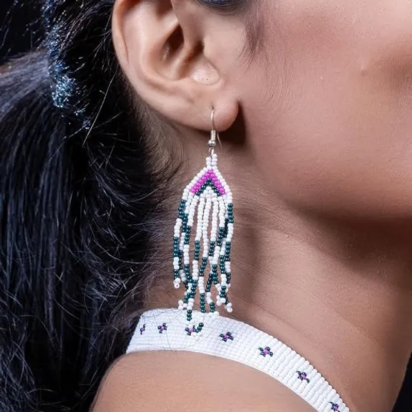 Chandair_Peacock_Handcrafted_Nature_Wildlife_Seed_Bead_Necklace_Earring_Set_Tribal_Boho_Long_Beaded_Jewellery_Ethnic_Statement_Necklace_For_Women_Navratri_Diwali_Gift