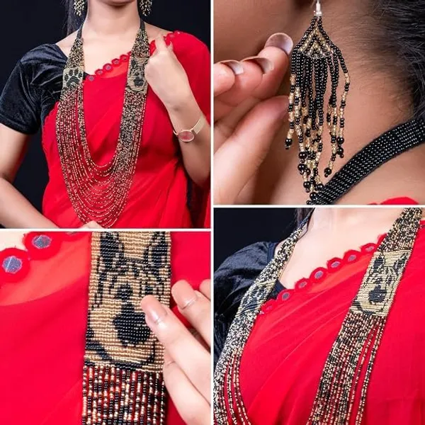 Chandair_Peacock_Handcrafted_Nature_Wildlife_Seed_Bead_Necklace_Earring_Set_Tribal_Boho_Long_Beaded_Jewellery_Ethnic_Statement_Necklace_For_Women_Navratri_Diwali_Gift