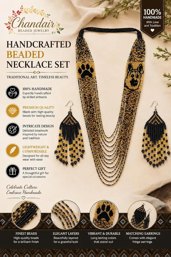 Chandair_Peacock_Handcrafted_Nature_Wildlife_Seed_Bead_Necklace_Earring_Set_Tribal_Boho_Long_Beaded_Jewellery_Ethnic_Statement_Necklace_For_Women_Navratri_Diwali_Gift
