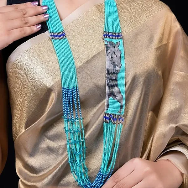 Chandair_Peacock_Handcrafted_Nature_Wildlife_Seed_Bead_Necklace_Earring_Set_Tribal_Boho_Long_Beaded_Jewellery_Ethnic_Statement_Necklace_For_Women_Navratri_Diwali_Gift