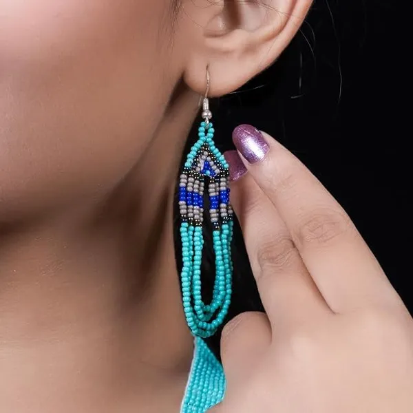 Chandair_Peacock_Handcrafted_Nature_Wildlife_Seed_Bead_Necklace_Earring_Set_Tribal_Boho_Long_Beaded_Jewellery_Ethnic_Statement_Necklace_For_Women_Navratri_Diwali_Gift