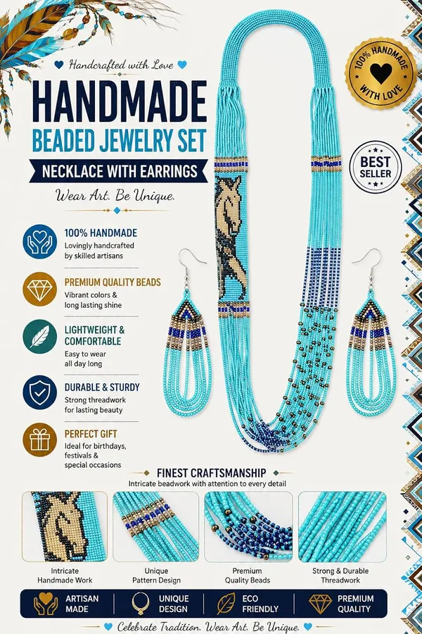 Chandair_Peacock_Handcrafted_Nature_Wildlife_Seed_Bead_Necklace_Earring_Set_Tribal_Boho_Long_Beaded_Jewellery_Ethnic_Statement_Necklace_For_Women_Navratri_Diwali_Gift