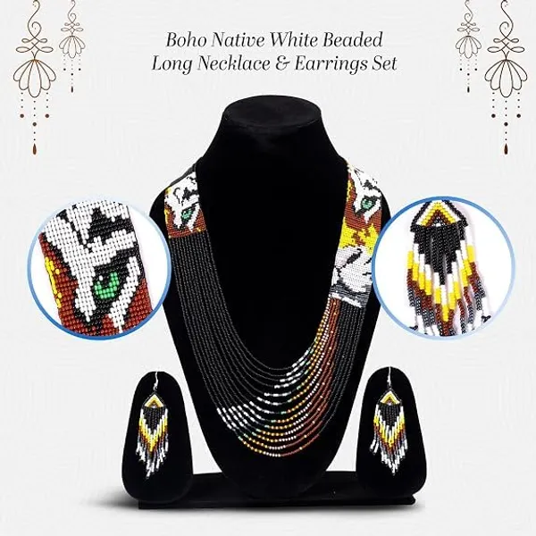 Chandair_Peacock_Handcrafted_Nature_Wildlife_Seed_Bead_Necklace_Earring_Set_Tribal_Boho_Long_Beaded_Jewellery_Ethnic_Statement_Necklace_For_Women_Navratri_Diwali_Gift