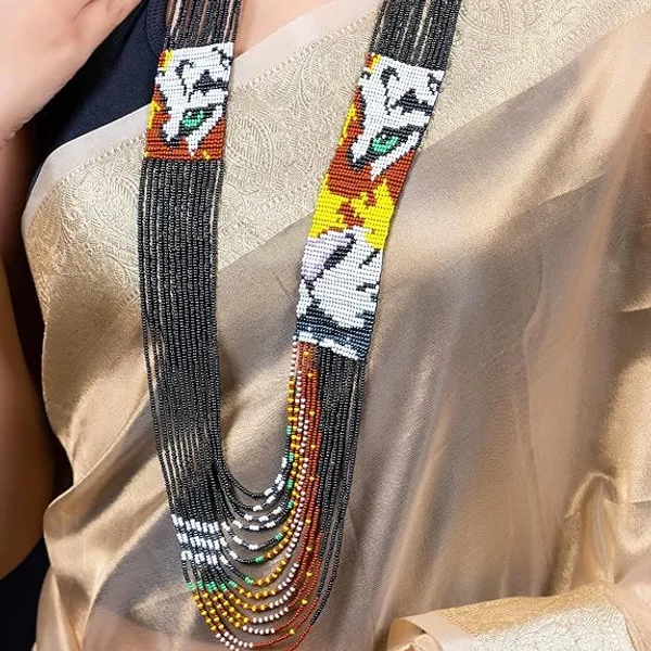 Chandair_Peacock_Handcrafted_Nature_Wildlife_Seed_Bead_Necklace_Earring_Set_Tribal_Boho_Long_Beaded_Jewellery_Ethnic_Statement_Necklace_For_Women_Navratri_Diwali_Gift
