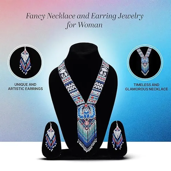 Chandair_Peacock_Handcrafted_Nature_Wildlife_Seed_Bead_Necklace_Earring_Set_Tribal_Boho_Long_Beaded_Jewellery_Ethnic_Statement_Necklace_For_Women_Navratri_Diwali_Gift