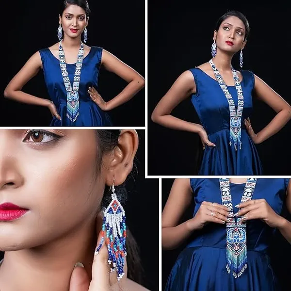 Chandair_Peacock_Handcrafted_Nature_Wildlife_Seed_Bead_Necklace_Earring_Set_Tribal_Boho_Long_Beaded_Jewellery_Ethnic_Statement_Necklace_For_Women_Navratri_Diwali_Gift
