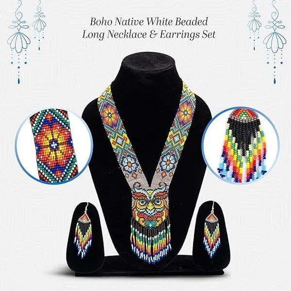Chandair_Peacock_Handcrafted_Nature_Wildlife_Seed_Bead_Necklace_Earring_Set_Tribal_Boho_Long_Beaded_Jewellery_Ethnic_Statement_Necklace_For_Women_Navratri_Diwali_Gift