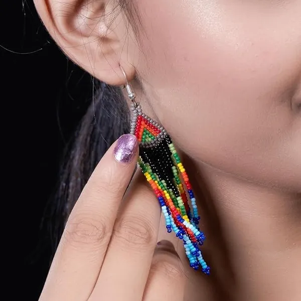 Chandair_Peacock_Handcrafted_Nature_Wildlife_Seed_Bead_Necklace_Earring_Set_Tribal_Boho_Long_Beaded_Jewellery_Ethnic_Statement_Necklace_For_Women_Navratri_Diwali_Gift
