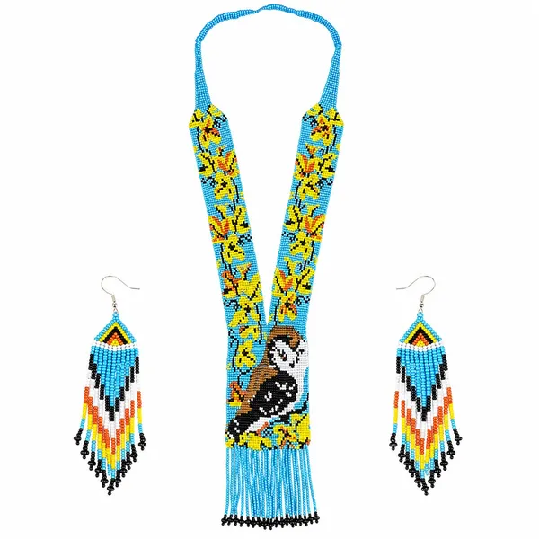 Chandair_Peacock_Handcrafted_Nature_Wildlife_Seed_Bead_Necklace_Earring_Set_Tribal_Boho_Long_Beaded_Jewellery_Ethnic_Statement_Necklace_For_Women_Navratri_Diwali_Gift
