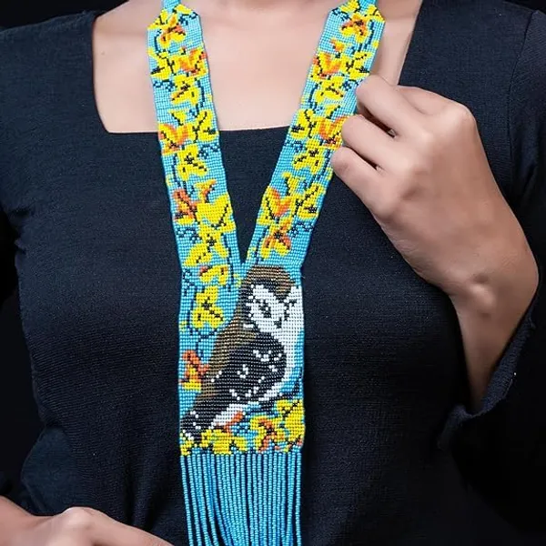 Chandair_Peacock_Handcrafted_Nature_Wildlife_Seed_Bead_Necklace_Earring_Set_Tribal_Boho_Long_Beaded_Jewellery_Ethnic_Statement_Necklace_For_Women_Navratri_Diwali_Gift