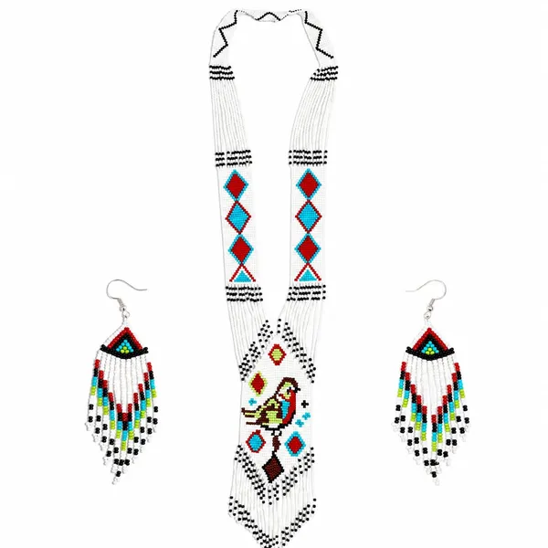 Chandair_Peacock_Handcrafted_Nature_Wildlife_Seed_Bead_Necklace_Earring_Set_Tribal_Boho_Long_Beaded_Jewellery_Ethnic_Statement_Necklace_For_Women_Navratri_Diwali_Gift