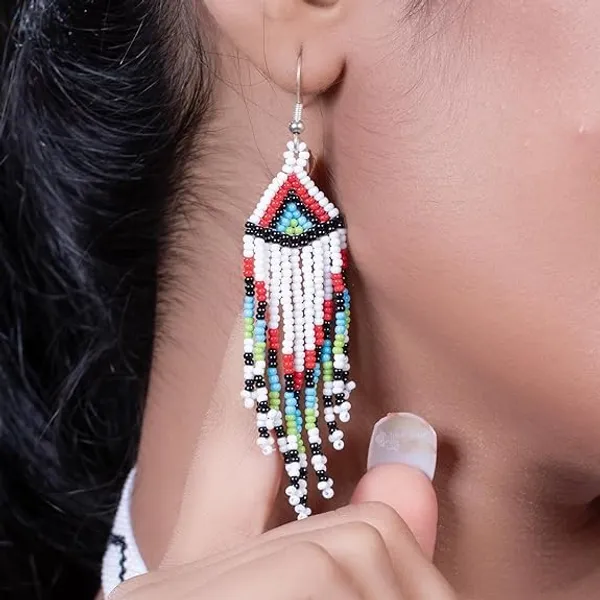 Chandair_Peacock_Handcrafted_Nature_Wildlife_Seed_Bead_Necklace_Earring_Set_Tribal_Boho_Long_Beaded_Jewellery_Ethnic_Statement_Necklace_For_Women_Navratri_Diwali_Gift