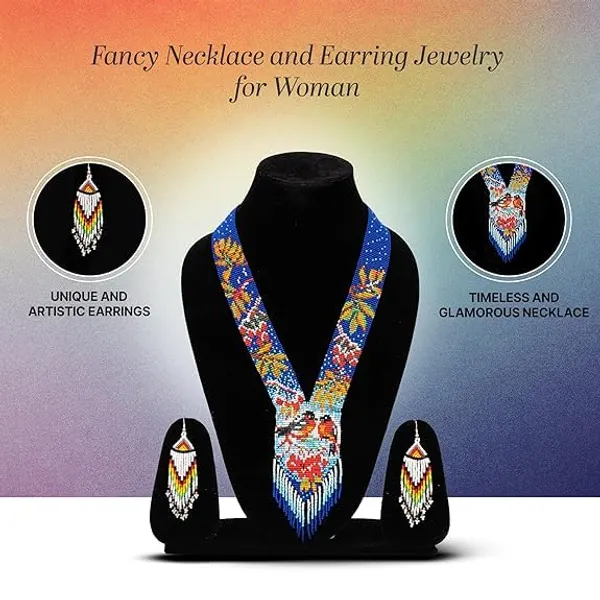 Chandair_Peacock_Handcrafted_Nature_Wildlife_Seed_Bead_Necklace_Earring_Set_Tribal_Boho_Long_Beaded_Jewellery_Ethnic_Statement_Necklace_For_Women_Navratri_Diwali_Gift