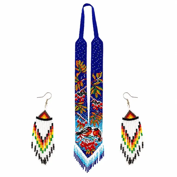 Chandair_Peacock_Handcrafted_Nature_Wildlife_Seed_Bead_Necklace_Earring_Set_Tribal_Boho_Long_Beaded_Jewellery_Ethnic_Statement_Necklace_For_Women_Navratri_Diwali_Gift