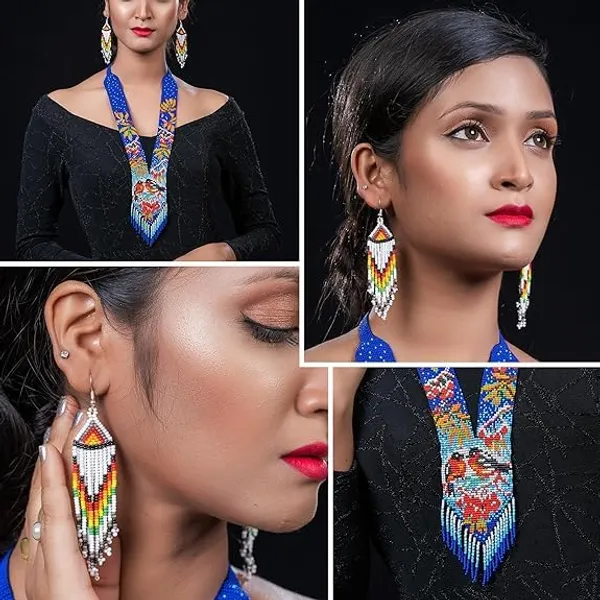 Chandair_Peacock_Handcrafted_Nature_Wildlife_Seed_Bead_Necklace_Earring_Set_Tribal_Boho_Long_Beaded_Jewellery_Ethnic_Statement_Necklace_For_Women_Navratri_Diwali_Gift