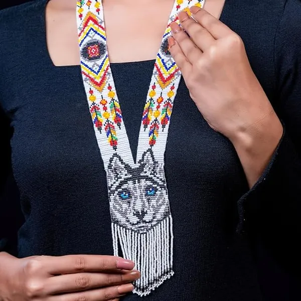 Chandair_Peacock_Handcrafted_Nature_Wildlife_Seed_Bead_Necklace_Earring_Set_Tribal_Boho_Long_Beaded_Jewellery_Ethnic_Statement_Necklace_For_Women_Navratri_Diwali_Gift