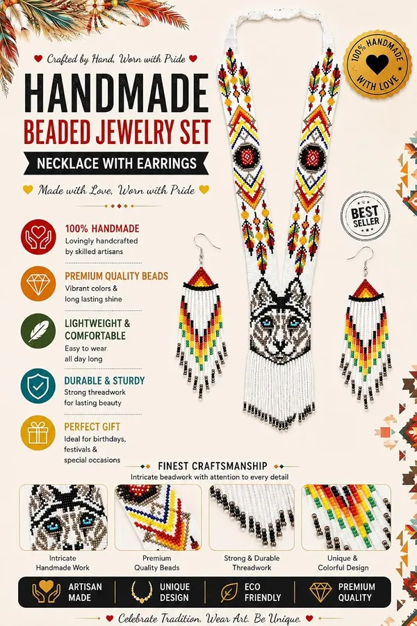 Chandair_Peacock_Handcrafted_Nature_Wildlife_Seed_Bead_Necklace_Earring_Set_Tribal_Boho_Long_Beaded_Jewellery_Ethnic_Statement_Necklace_For_Women_Navratri_Diwali_Gift
