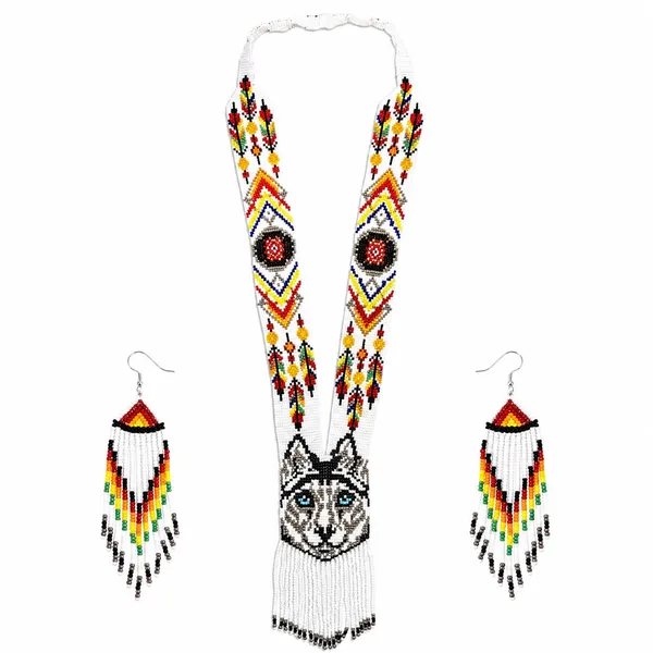 Chandair_Peacock_Handcrafted_Nature_Wildlife_Seed_Bead_Necklace_Earring_Set_Tribal_Boho_Long_Beaded_Jewellery_Ethnic_Statement_Necklace_For_Women_Navratri_Diwali_Gift