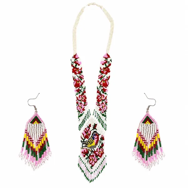 Chandair_Peacock_Handcrafted_Nature_Wildlife_Seed_Bead_Necklace_Earring_Set_Tribal_Boho_Long_Beaded_Jewellery_Ethnic_Statement_Necklace_For_Women_Navratri_Diwali_Gift