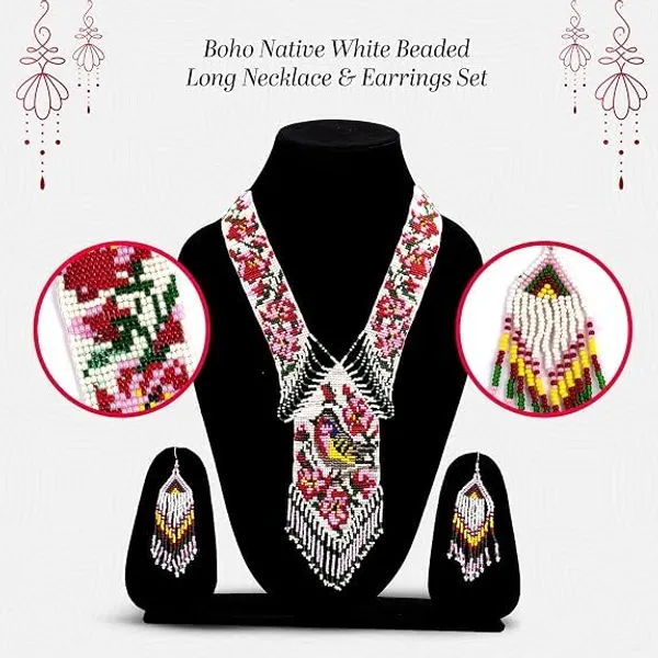 Chandair_Peacock_Handcrafted_Nature_Wildlife_Seed_Bead_Necklace_Earring_Set_Tribal_Boho_Long_Beaded_Jewellery_Ethnic_Statement_Necklace_For_Women_Navratri_Diwali_Gift
