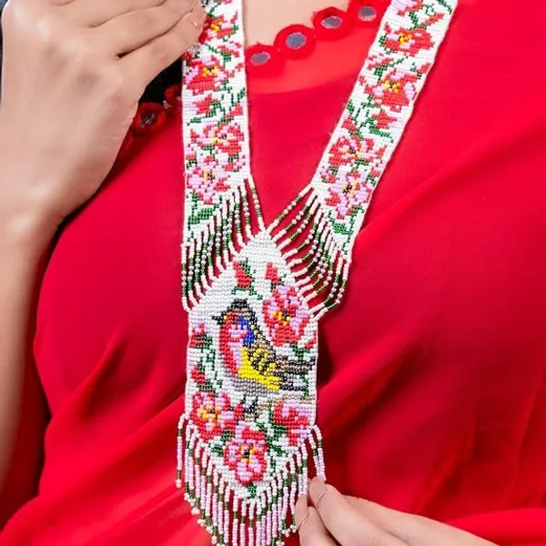 Chandair_Peacock_Handcrafted_Nature_Wildlife_Seed_Bead_Necklace_Earring_Set_Tribal_Boho_Long_Beaded_Jewellery_Ethnic_Statement_Necklace_For_Women_Navratri_Diwali_Gift