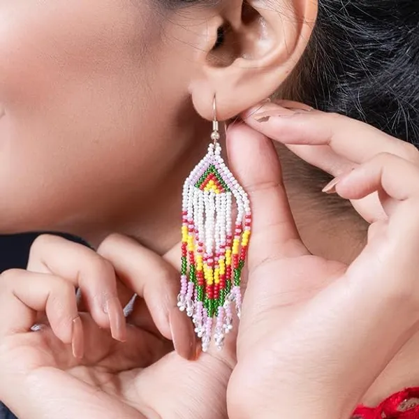 Chandair_Peacock_Handcrafted_Nature_Wildlife_Seed_Bead_Necklace_Earring_Set_Tribal_Boho_Long_Beaded_Jewellery_Ethnic_Statement_Necklace_For_Women_Navratri_Diwali_Gift