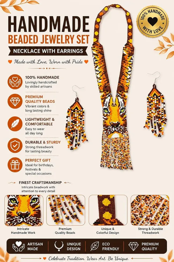 Chandair_Peacock_Handcrafted_Nature_Wildlife_Seed_Bead_Necklace_Earring_Set_Tribal_Boho_Long_Beaded_Jewellery_Ethnic_Statement_Necklace_For_Women_Navratri_Diwali_Gift