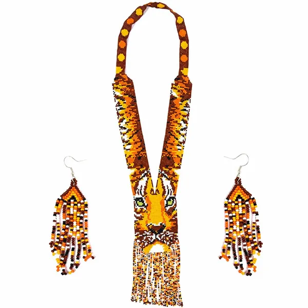 Chandair_Peacock_Handcrafted_Nature_Wildlife_Seed_Bead_Necklace_Earring_Set_Tribal_Boho_Long_Beaded_Jewellery_Ethnic_Statement_Necklace_For_Women_Navratri_Diwali_Gift
