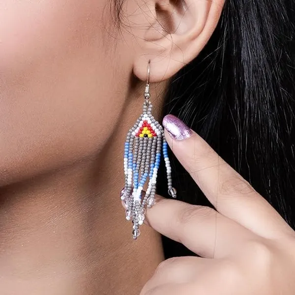 Chandair_Peacock_Handcrafted_Nature_Wildlife_Seed_Bead_Necklace_Earring_Set_Tribal_Boho_Long_Beaded_Jewellery_Ethnic_Statement_Necklace_For_Women_Navratri_Diwali_Gift