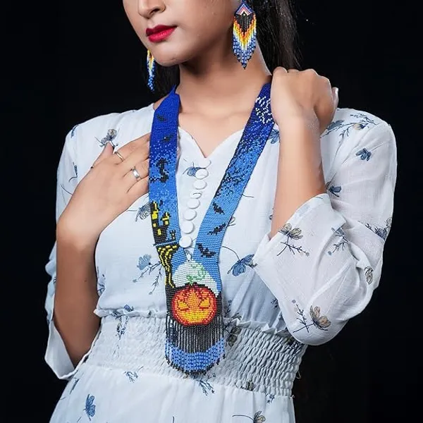 Handcrafted_Boho_Tribal_Heritage_Seed_Bead_Necklace_Earring_Set_Bohemian_Vintage_Rainbow_Ethnic_Long_Beaded_Jewellery_Statement_Necklace_For_Women_Navratri_Diwali_Festive_Gift