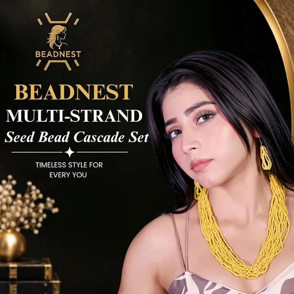 Product_Summary_Beadnest_Multi_Strand_Seed_Bead_Cascade_Necklace_Earrings_Set_Available_In_12_Vibrant_Colours_Handmade_Boho_Layered_Statement_Jewellery_For_Women_Adjustable_Ethnic_Tribal_Necklace_For_Festive