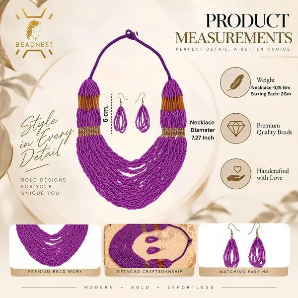 Product_Summary_Beadnest_Graduated_Fringe_Bib_Necklace_Earrings_Set_Available_In_12_Vibrant_Colours_Handmade_Multi_Layer_Seed_Bead_Statement_Jewellery_For_Women_Boho_Tribal_Necklace