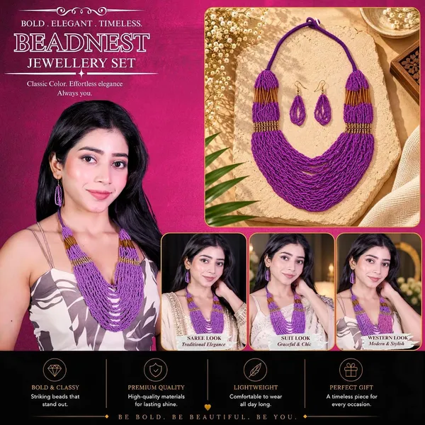 Product_Summary_Beadnest_Graduated_Fringe_Bib_Necklace_Earrings_Set_Available_In_12_Vibrant_Colours_Handmade_Multi_Layer_Seed_Bead_Statement_Jewellery_For_Women_Boho_Tribal_Necklace