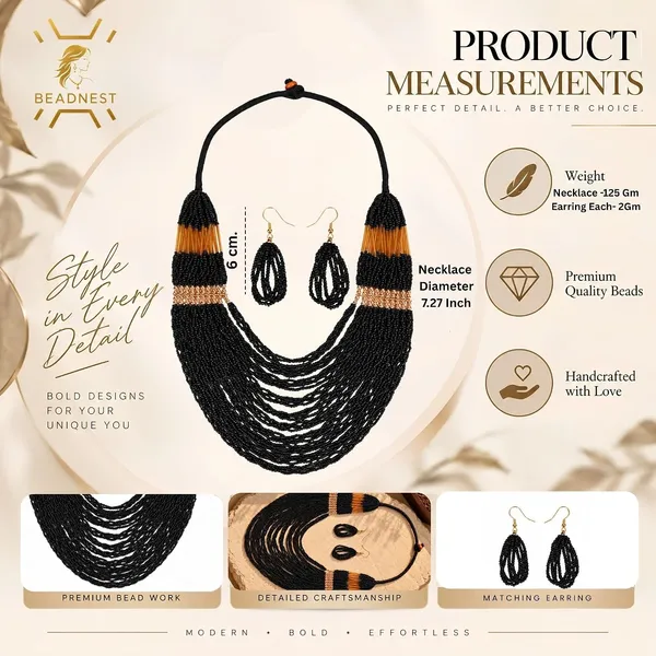 Product_Summary_Beadnest_Graduated_Fringe_Bib_Necklace_Earrings_Set_Available_In_12_Vibrant_Colours_Handmade_Multi_Layer_Seed_Bead_Statement_Jewellery_For_Women_Boho_Tribal_Necklace