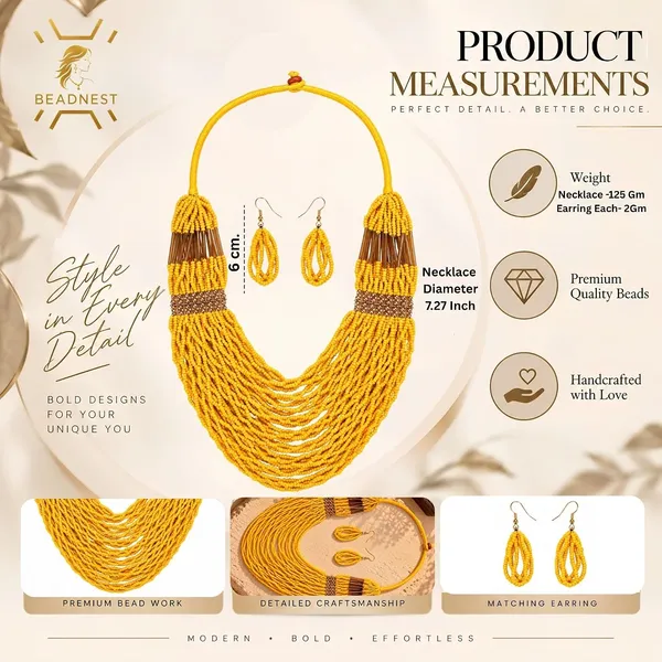 Product_Summary_Beadnest_Graduated_Fringe_Bib_Necklace_Earrings_Set_Available_In_12_Vibrant_Colours_Handmade_Multi_Layer_Seed_Bead_Statement_Jewellery_For_Women_Boho_Tribal_Necklace