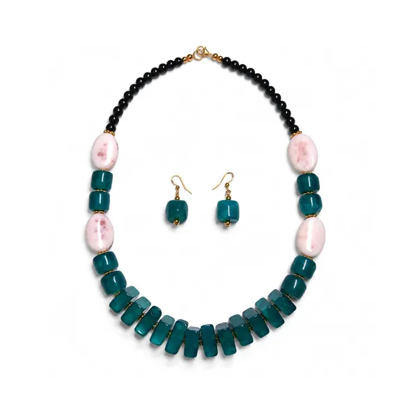 Chunky_Beaded_Colourblock_Statement_Necklace_Earrings_Set_Available_In_12_Vibrant_Colours_Handmade_Resin_Bead_Jewellery_For_Women