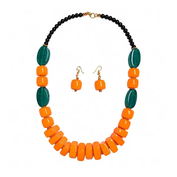 Chunky_Beaded_Colourblock_Statement_Necklace_Earrings_Set_Available_In_12_Vibrant_Colours_Handmade_Resin_Bead_Jewellery_For_Women