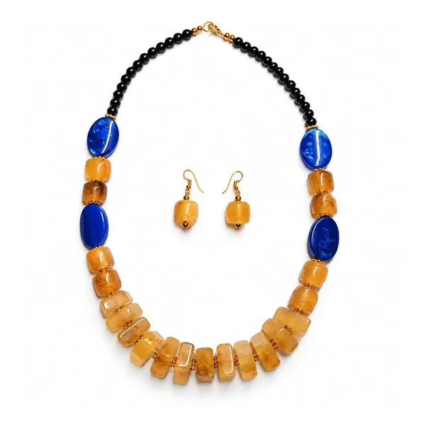 Chunky_Beaded_Colourblock_Statement_Necklace_Earrings_Set_Available_In_12_Vibrant_Colours_Handmade_Resin_Bead_Jewellery_For_Women
