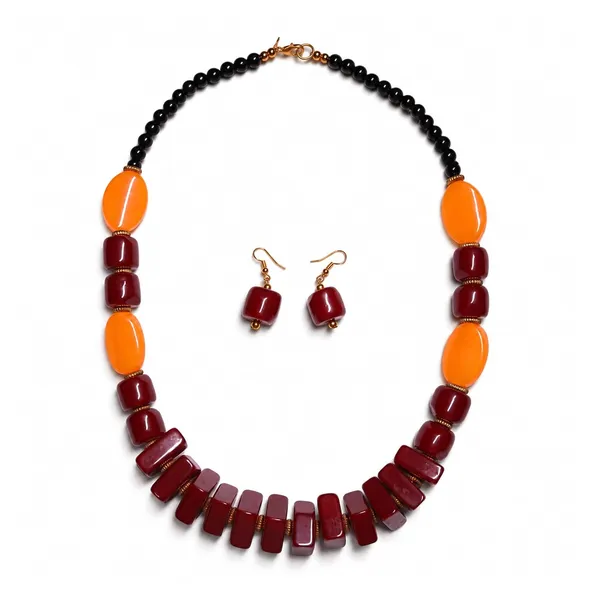 Chunky_Beaded_Colourblock_Statement_Necklace_Earrings_Set_Available_In_12_Vibrant_Colours_Handmade_Resin_Bead_Jewellery_For_Women