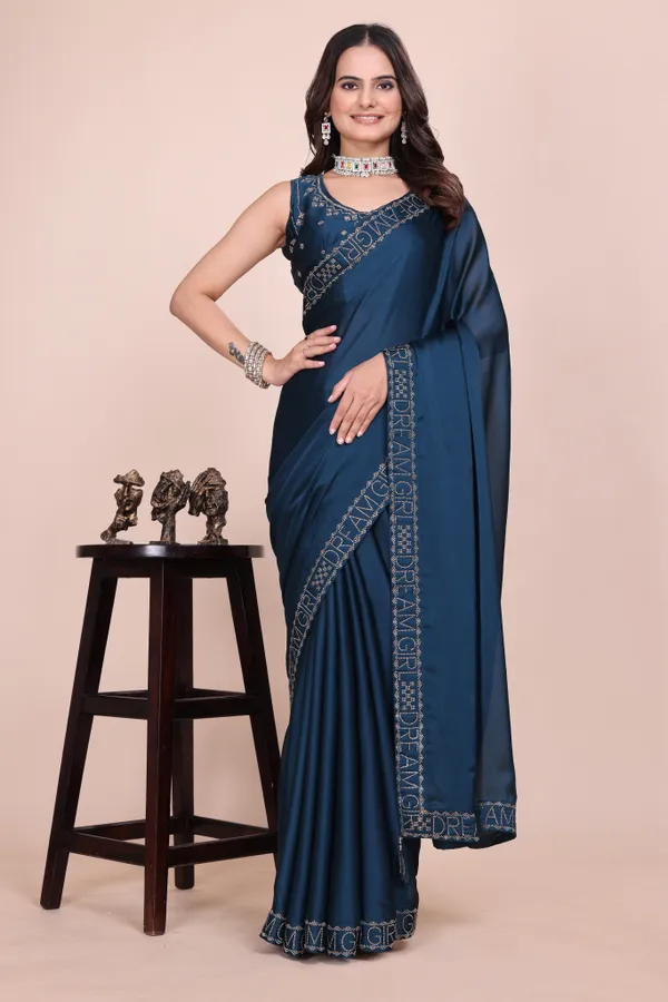 Blue_Silk_Stonework_Saree_For_Women