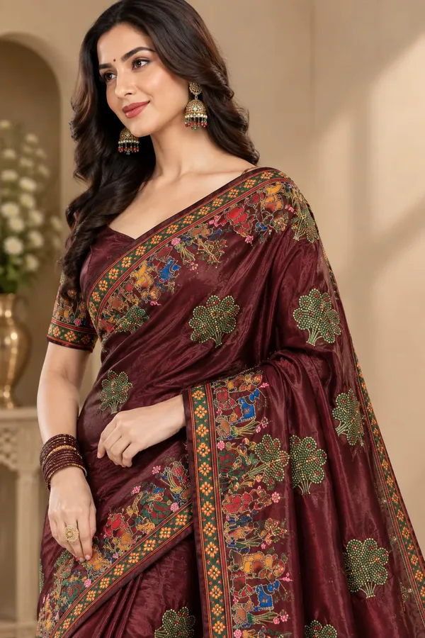 Maroon_Silk_Traditional_Printed_Saree_For_Women