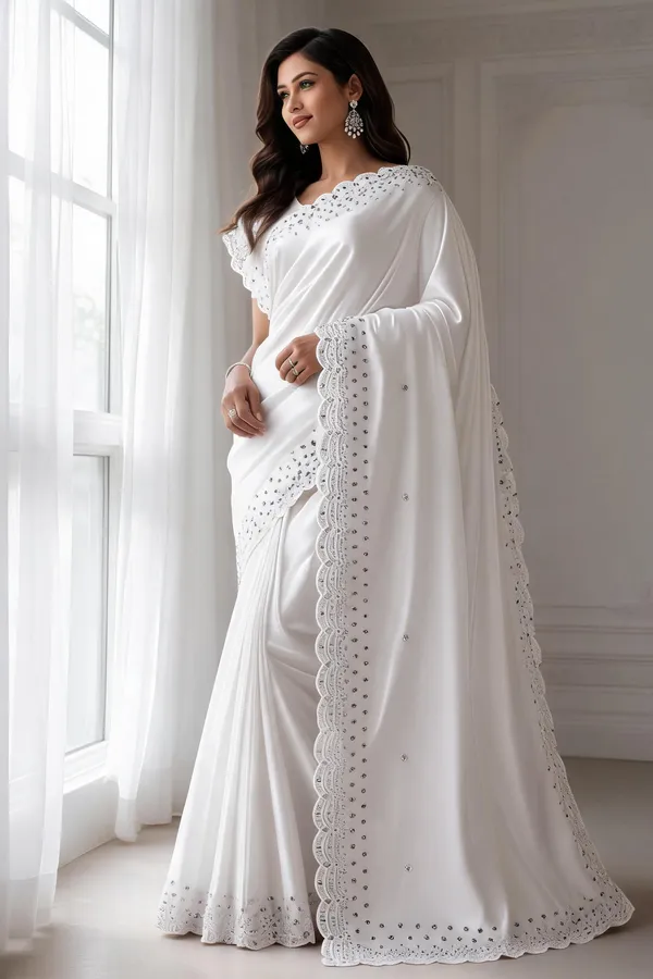 White_Silk_Stone_Work_Saree_For_Women