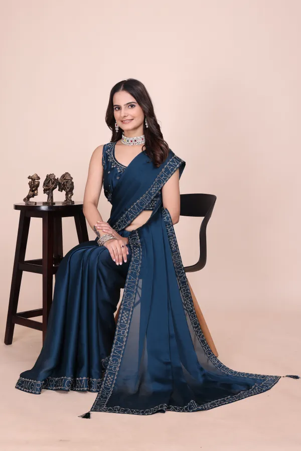 Blue_Silk_Stonework_Saree_For_Women