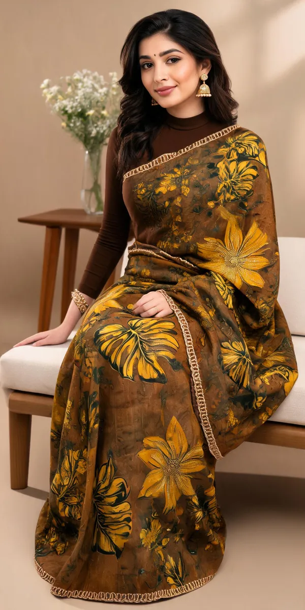 Brown_Silk_Floral_Digital_Printed_Saree_For_Women