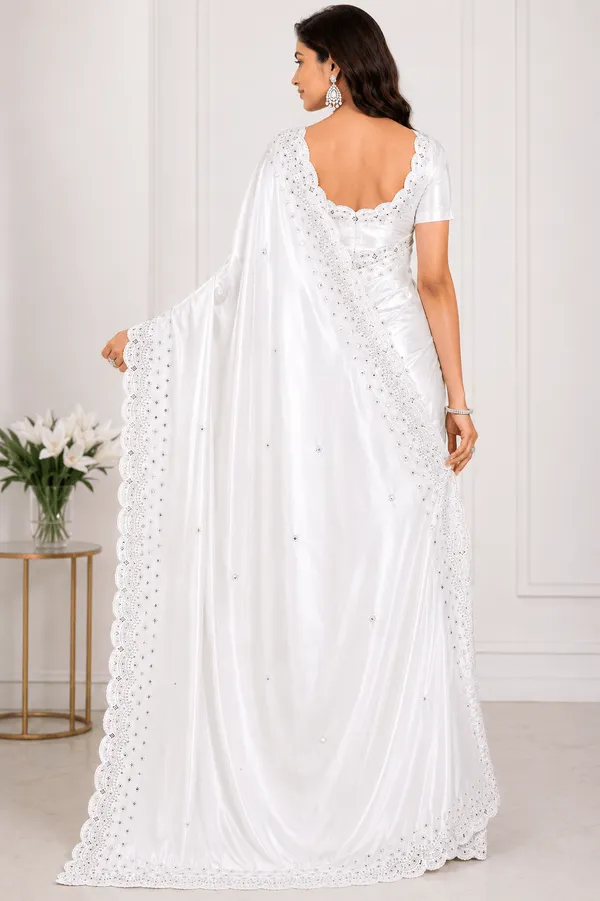 White_Silk_Stone_Work_Saree_For_Women