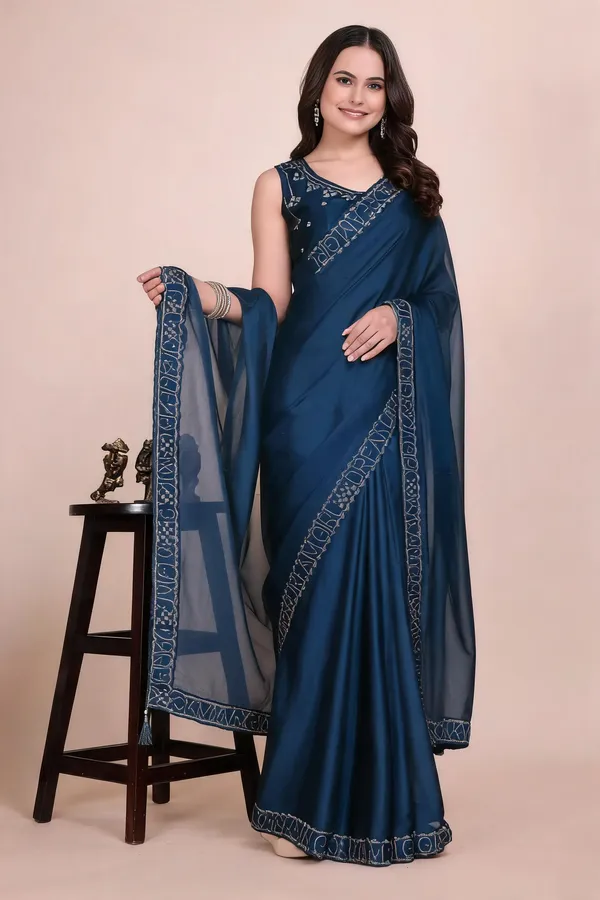 Blue_Silk_Stonework_Saree_For_Women